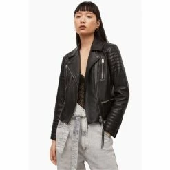 All Saints AllSaints Black Leoni Leather Biker Jacket