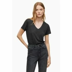All Saints AllSaints Black Emelyn Shimmer T-Shirt
