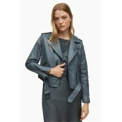 All Saints AllSaints Balfern Blue Biker Jacket