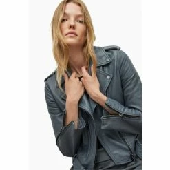 All Saints AllSaints Balfern Blue Biker Jacket -AllSaints shop unnamed file 1118
