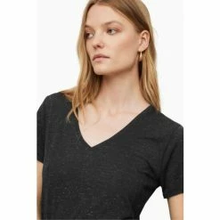 All Saints AllSaints Black Emelyn Shimmer T-Shirt -AllSaints shop unnamed file 114