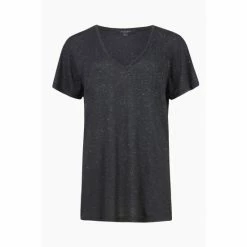 All Saints AllSaints Black Emelyn Shimmer T-Shirt -AllSaints shop unnamed file 115