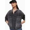 All Saints Black Bloom Denim Jacket