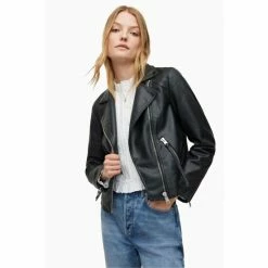 All Saints AllSaints Dalby Faux Black Biker Jacket