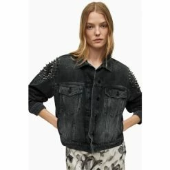 All Saints AllSaints Bella Punk Black Denim Jacket -AllSaints shop unnamed file 1582