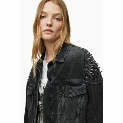 All Saints AllSaints Bella Punk Black Denim Jacket -AllSaints shop unnamed file 1583