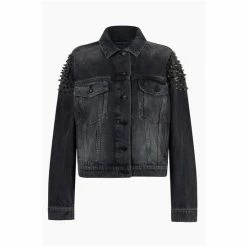 All Saints AllSaints Bella Punk Black Denim Jacket -AllSaints shop unnamed file 1585
