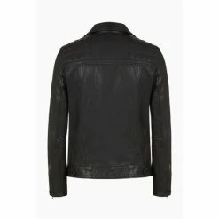 All Saints Blue Conroy Leather Biker Jacket -AllSaints shop unnamed file 1594