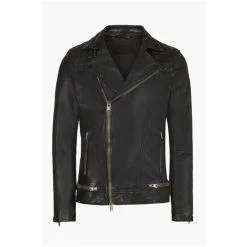 All Saints Blue Conroy Leather Biker Jacket -AllSaints shop unnamed file 1596