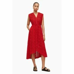 All Saints AllSaints Red Tate Broderie Dress
