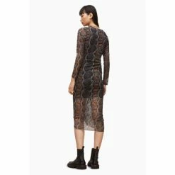 All Saints AllSaints Grey Norma Long Sleeve Snake Dress -AllSaints shop unnamed file 1852