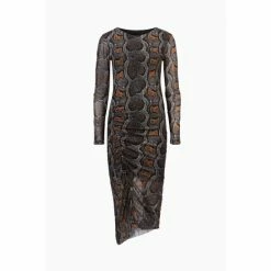All Saints AllSaints Grey Norma Long Sleeve Snake Dress -AllSaints shop unnamed file 1856