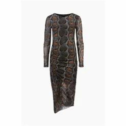 All Saints AllSaints Grey Norma Long Sleeve Snake Dress -AllSaints shop unnamed file 1857