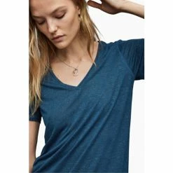 All Saints AllSaints Blue Emelyn Shimmer T-Shirt -AllSaints shop unnamed file 195