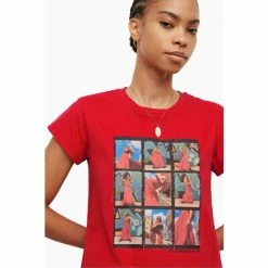 All Saints AllSaints Red Lula Anna T-Shirt -AllSaints shop unnamed file 209
