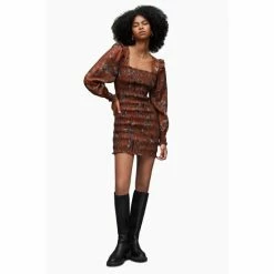 All Saints AllSaints Pria Viola Brown Dress -AllSaints shop unnamed file 2128