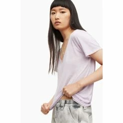 All Saints AllSaints Pink Emelyn Shimmer T-Shirt -AllSaints shop unnamed file 235