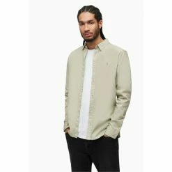 All Saints AllSaints Green Hawthorne Long Sleeve Shirt