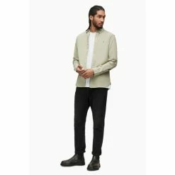 All Saints AllSaints Green Hawthorne Long Sleeve Shirt -AllSaints shop unnamed file 2362