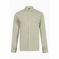 All Saints AllSaints Green Hawthorne Long Sleeve Shirt -AllSaints shop unnamed file 2364
