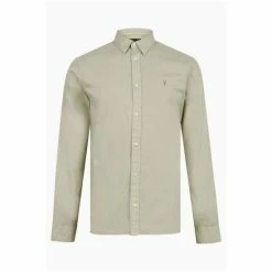 All Saints AllSaints Green Hawthorne Long Sleeve Shirt -AllSaints shop unnamed file 2365