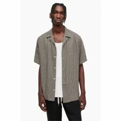 All Saints AllSaints Glendale Short Sleeve Brown Shirt -AllSaints shop unnamed file 2375