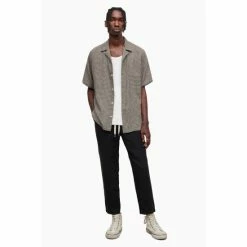 All Saints AllSaints Glendale Short Sleeve Brown Shirt -AllSaints shop unnamed file 2376