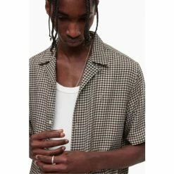 All Saints AllSaints Glendale Short Sleeve Brown Shirt -AllSaints shop unnamed file 2378