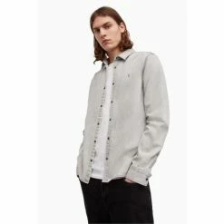 All Saints AllSaints Grey Gleason Ls Shirt