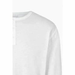 All Saints White Figure Long-Sleeve Henley T-Shirt -AllSaints shop unnamed file 245