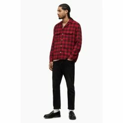 All Saints AllSaints Red Beyond Long-Sleeved Shirt -AllSaints shop unnamed file 2455