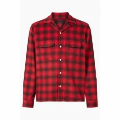 All Saints AllSaints Red Beyond Long-Sleeved Shirt -AllSaints shop unnamed file 2458