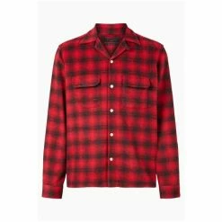 All Saints AllSaints Red Beyond Long-Sleeved Shirt -AllSaints shop unnamed file 2459