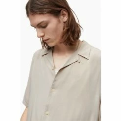 All Saints AllSaints Venice Short Sleeve Natural Shirt -AllSaints shop unnamed file 2522