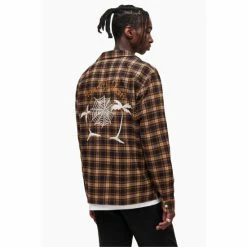 All Saints Allsaints Distancia Long Sleeve Brown Shirt -AllSaints shop unnamed file 2535