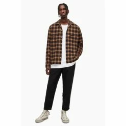 All Saints Allsaints Distancia Long Sleeve Brown Shirt -AllSaints shop unnamed file 2536