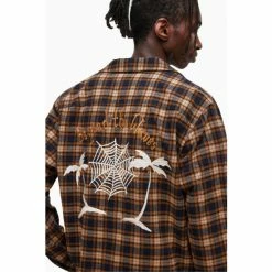 All Saints Allsaints Distancia Long Sleeve Brown Shirt -AllSaints shop unnamed file 2539