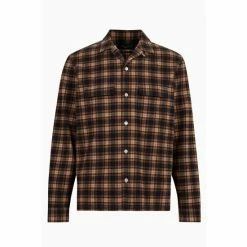 All Saints Allsaints Distancia Long Sleeve Brown Shirt -AllSaints shop unnamed file 2540