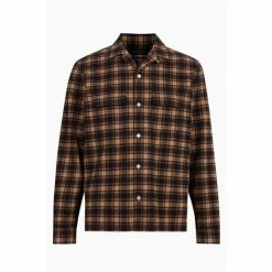 All Saints Allsaints Distancia Long Sleeve Brown Shirt -AllSaints shop unnamed file 2541