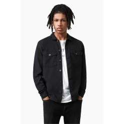 All Saints AllSaints Black Spotter Military Shirt -AllSaints shop unnamed file 2557