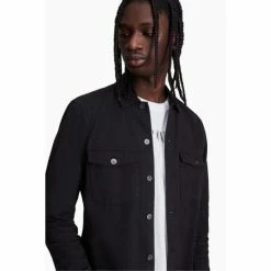 All Saints AllSaints Black Spotter Military Shirt -AllSaints shop unnamed file 2558