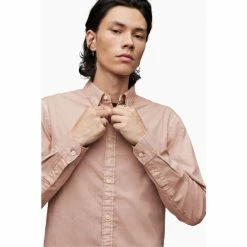 All Saints AllSaints Pink Hawthorne Long Sleeve Shirt -AllSaints shop unnamed file 2598