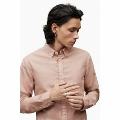 All Saints AllSaints Pink Hawthorne Long Sleeve Shirt -AllSaints shop unnamed file 2599