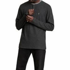 All Saints AllSaints Drucker Henley Grey T-Shirt