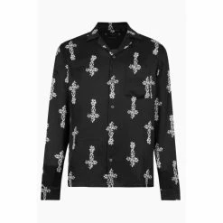 All Saints AllSaints Crossout Long Sleeve Black Shirt