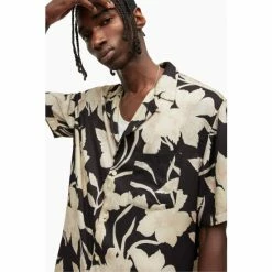 All Saints AllSaints Giardino Black Short Sleeve Shirt -AllSaints shop unnamed file 2628