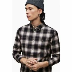 All Saints AllSaints Weedport Long Sleeve Brown Shirt -AllSaints shop unnamed file 2660