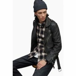 All Saints AllSaints Weedport Long Sleeve Brown Shirt -AllSaints shop unnamed file 2661