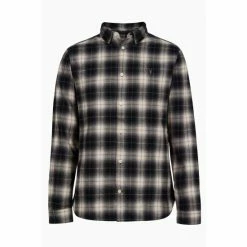 All Saints AllSaints Weedport Long Sleeve Brown Shirt -AllSaints shop unnamed file 2662