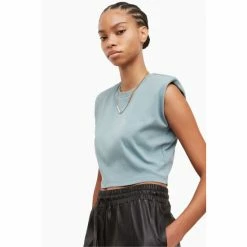 All Saints AllSaints Mika Blue Cropped Tank -AllSaints shop unnamed file 270